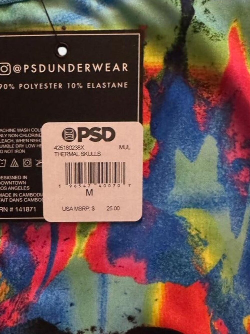 PSD Men’s Suga Skull Tie-Dye Athletic Boxer Briefs M NWT - Picture 3 of 3